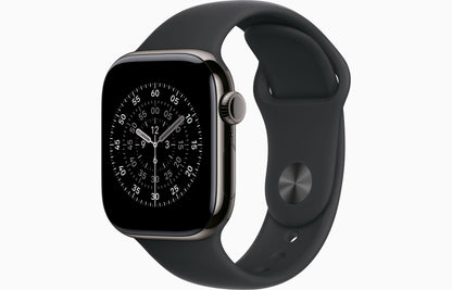Apple Watch Series 11 GPS+Cellular 42mm Slate Titanium Case with Black Sports Band - S/M